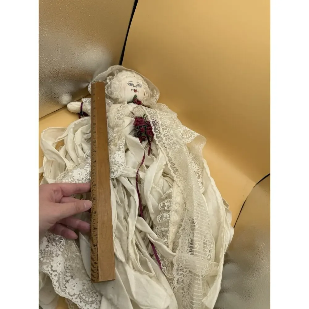 Handmade Southern Belle Ghost Bride Cloth Doll Lace Hanging Folk Art 28”